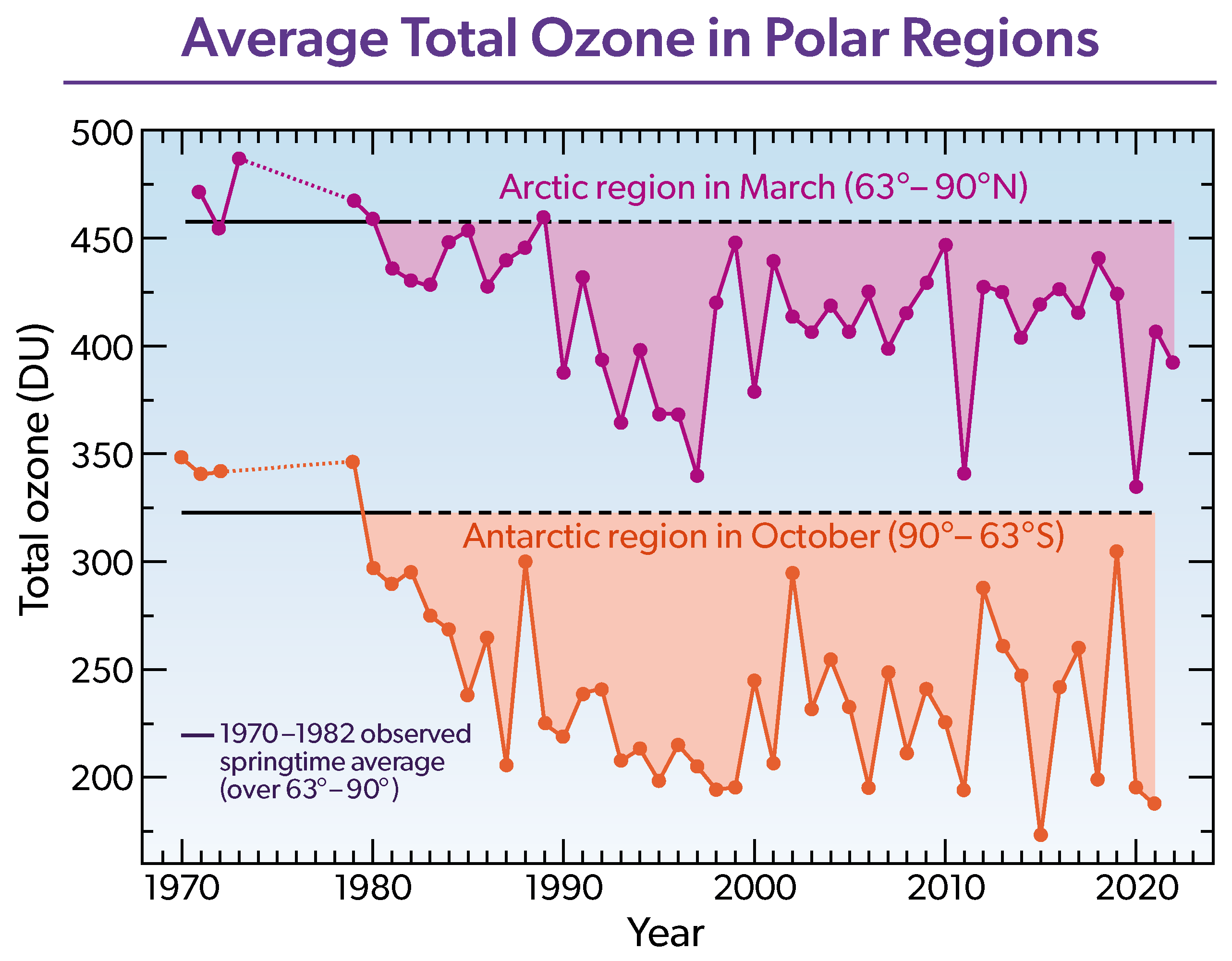 Average Total Ozone in Polar Regions