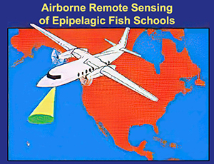 diagram of Fish Lidar application to airborne remote sensing of epipelagic fish schools throughout North America