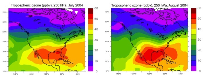 Model calculated residual tropospheric ozone