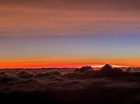 red color of volcanic aerosols in La Réunion sunrise