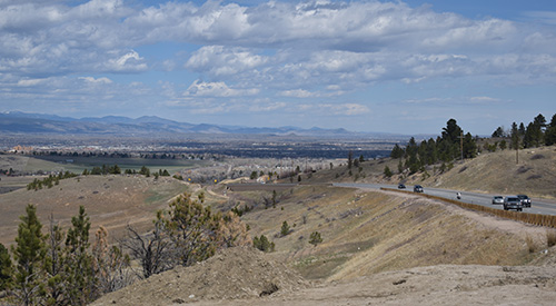 View north along Hwy 93 at Davidson Mesa