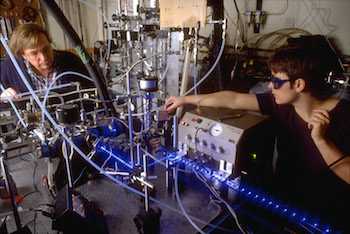 Jim Burkholder and Mary Gilles in the lab