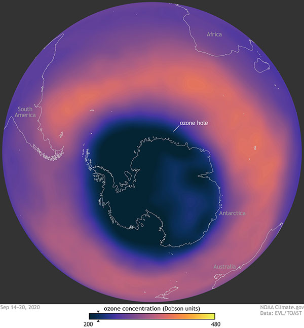 southern hemisphere ozone levels