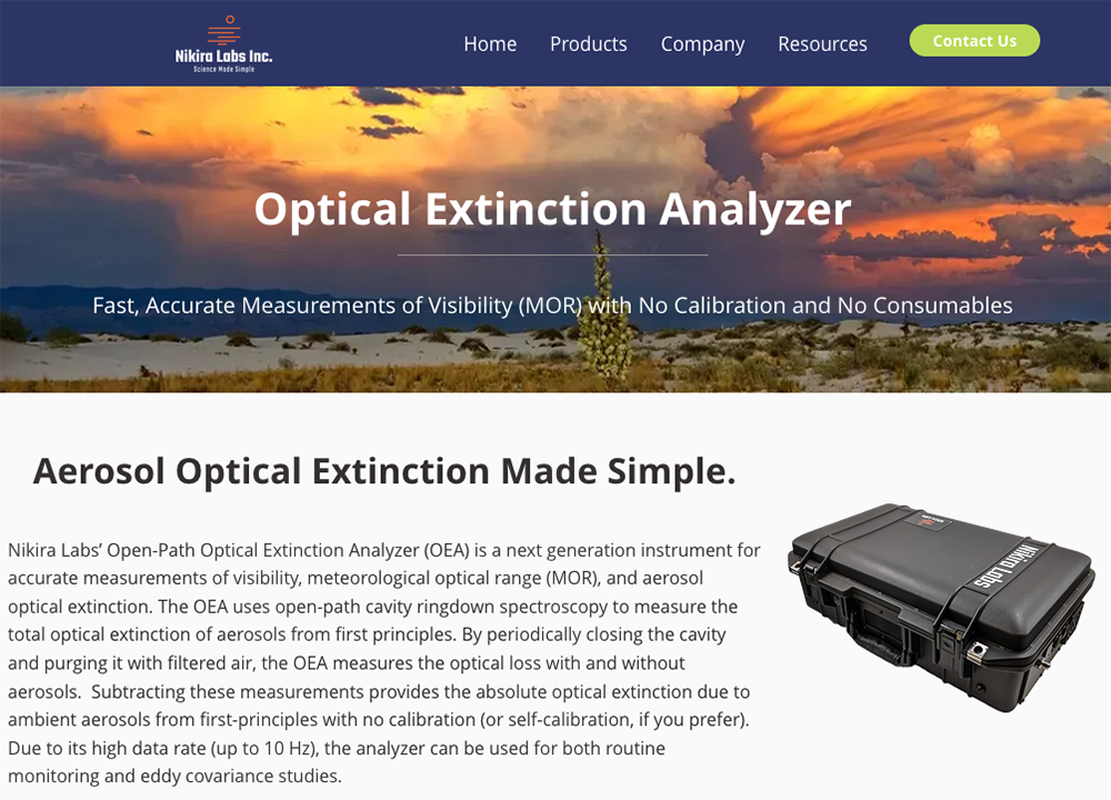 Nikira Labs product webpage for the OEA