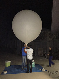 preparing the balloon launch