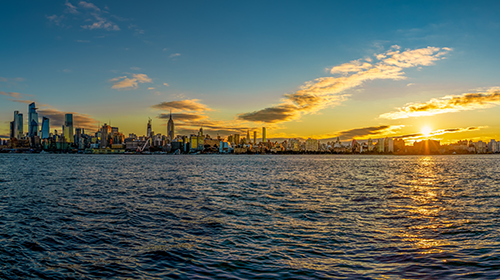 NYC skyline at sunrise