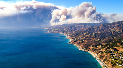 Woosley Fire looking up the Pacific coastline