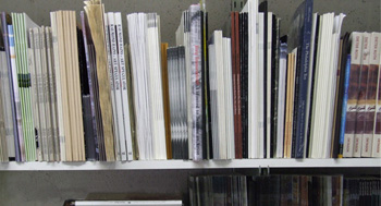 publications on bookshelves